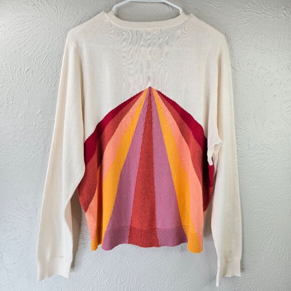 Marine Layer Sunset Pullover Sweater L Colorblock Cotton 70s Retro Long Sleeve - Picture 6 of 14